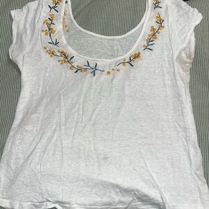 Embroidered White Top sezane